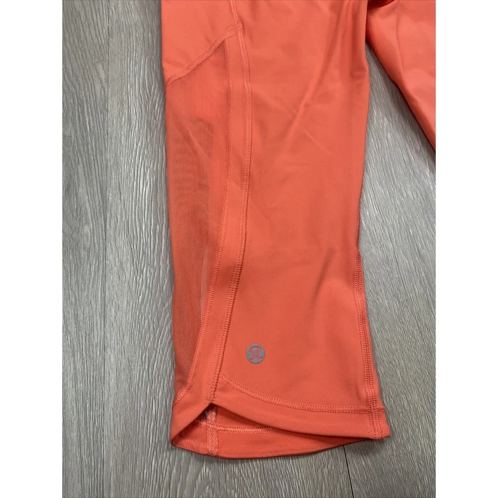 New Lululemon Sun Runner Crop Leggings Coral Color Womens 8 Running Yoga Active